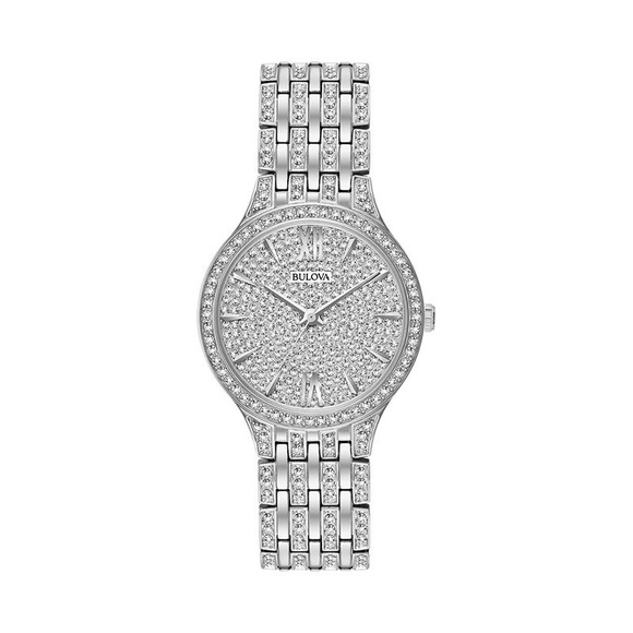 Bulova Silver Timepiece with Crystal Detailing NEVER WORN - Picture 1 of 6
